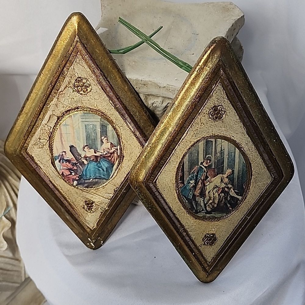 Gilded Vintage Florentine Empire Art Products Made In Italy Decorative Plaques